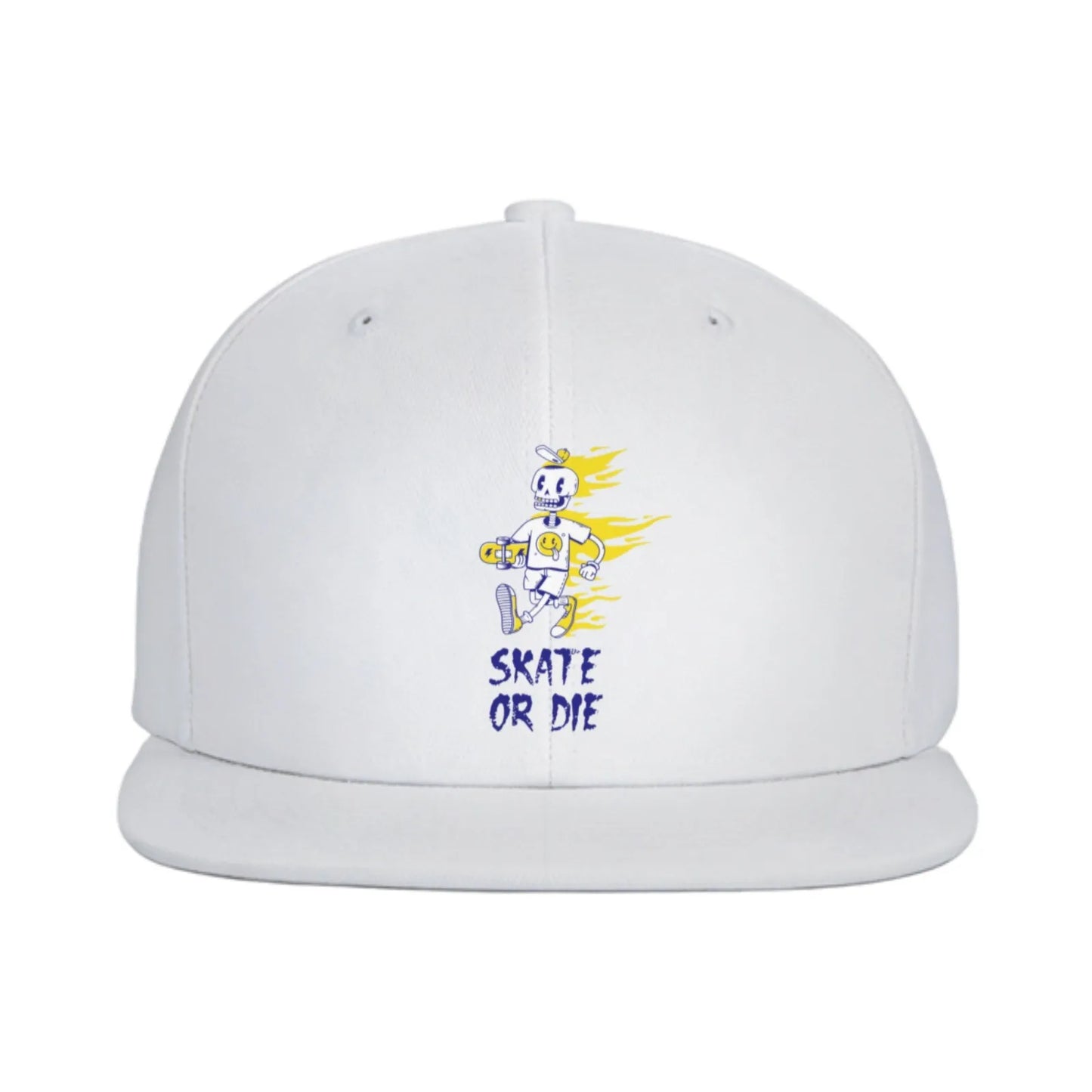 Skate Or Die Skeleton Skateboarder Snapback Cap
