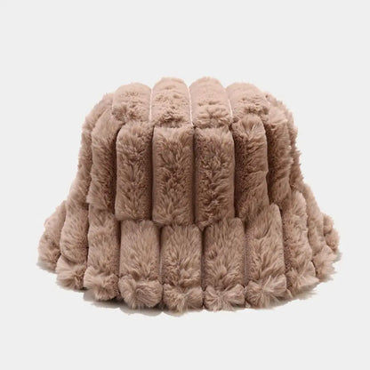 Women Faux Fur Winter Panama Fisherman Bucket Hat