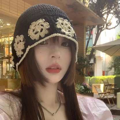 Y2K Floral Crochet Bucket Hat