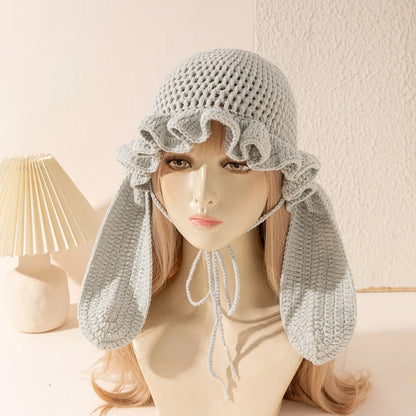 Women Fluffy Ruffled Crochet Fisherman Bucket Hat