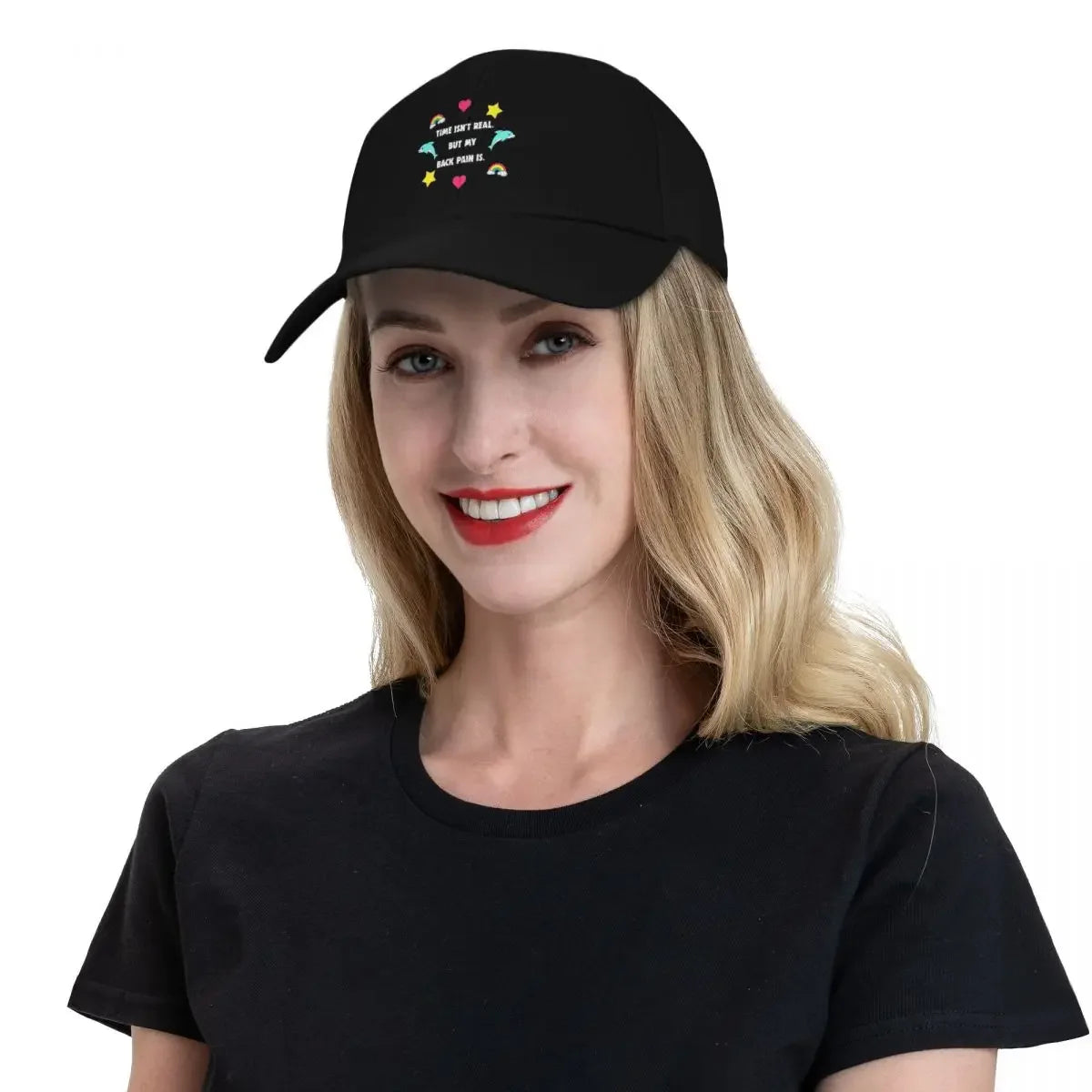 Time Isn't Real Back Pain Baseball Cap