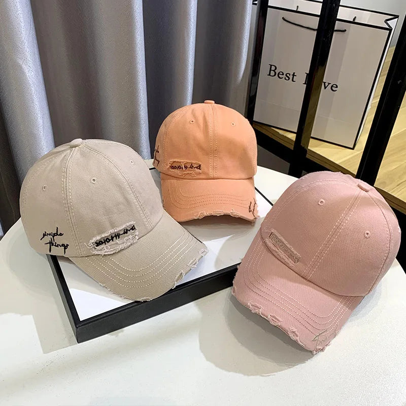 New Celebrity Fashion Embroidery Hole Sunscreen Baseball Cap Women