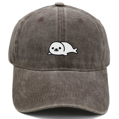Vintage Seal Embroidered Adjustable Baseball Cap
