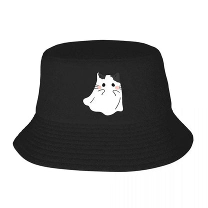 Cute Ghost Cat Print Bucket Hat