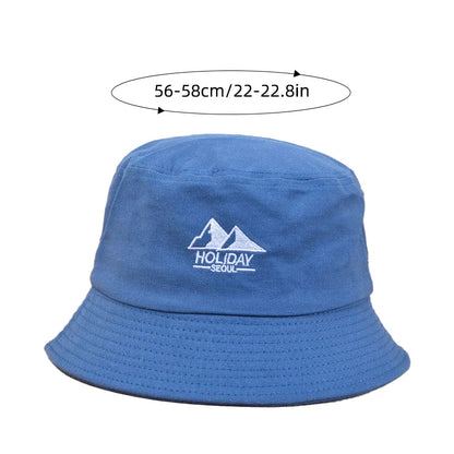 Embroidery Cotton Bucket Hat For Men Summer Sunscreen Panama Cap