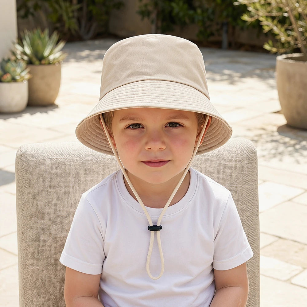 Kids Bucket Hat Summer Solid Color Fisherman Cap