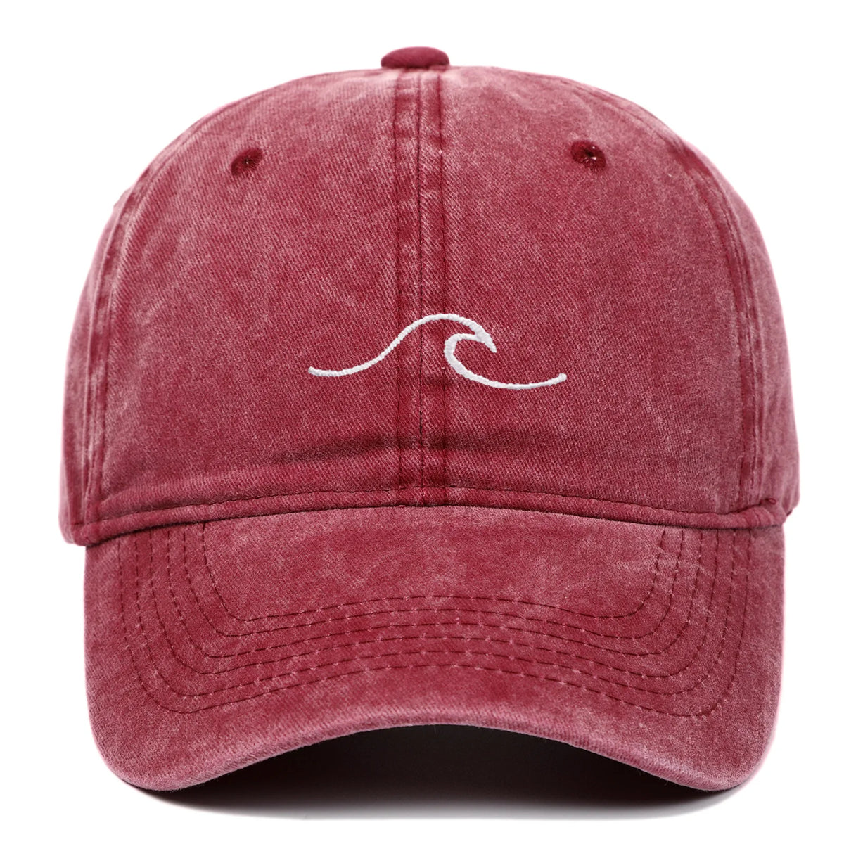 Ripple Wave Embroidered Washed Baseball Cap