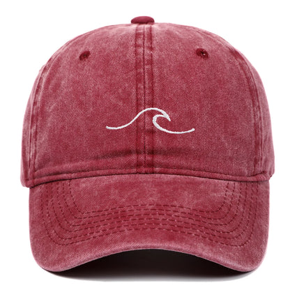 Ripple Wave Embroidered Washed Baseball Cap