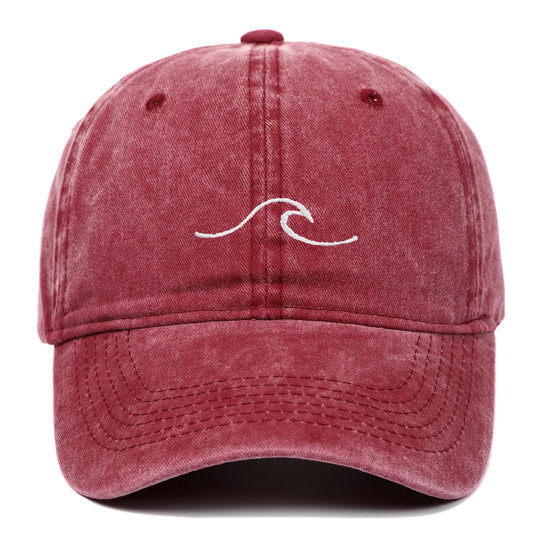 Ripple Wave Embroidered Washed Baseball Cap