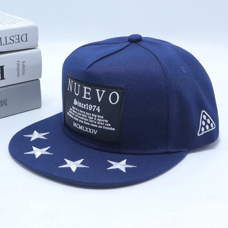 Embroidered Cotton Flat Brim Hip-Hop Snapback Cap