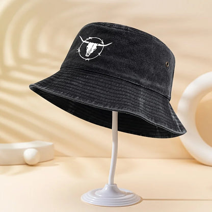 Bull Skull Print Outdoor Bucket Hat