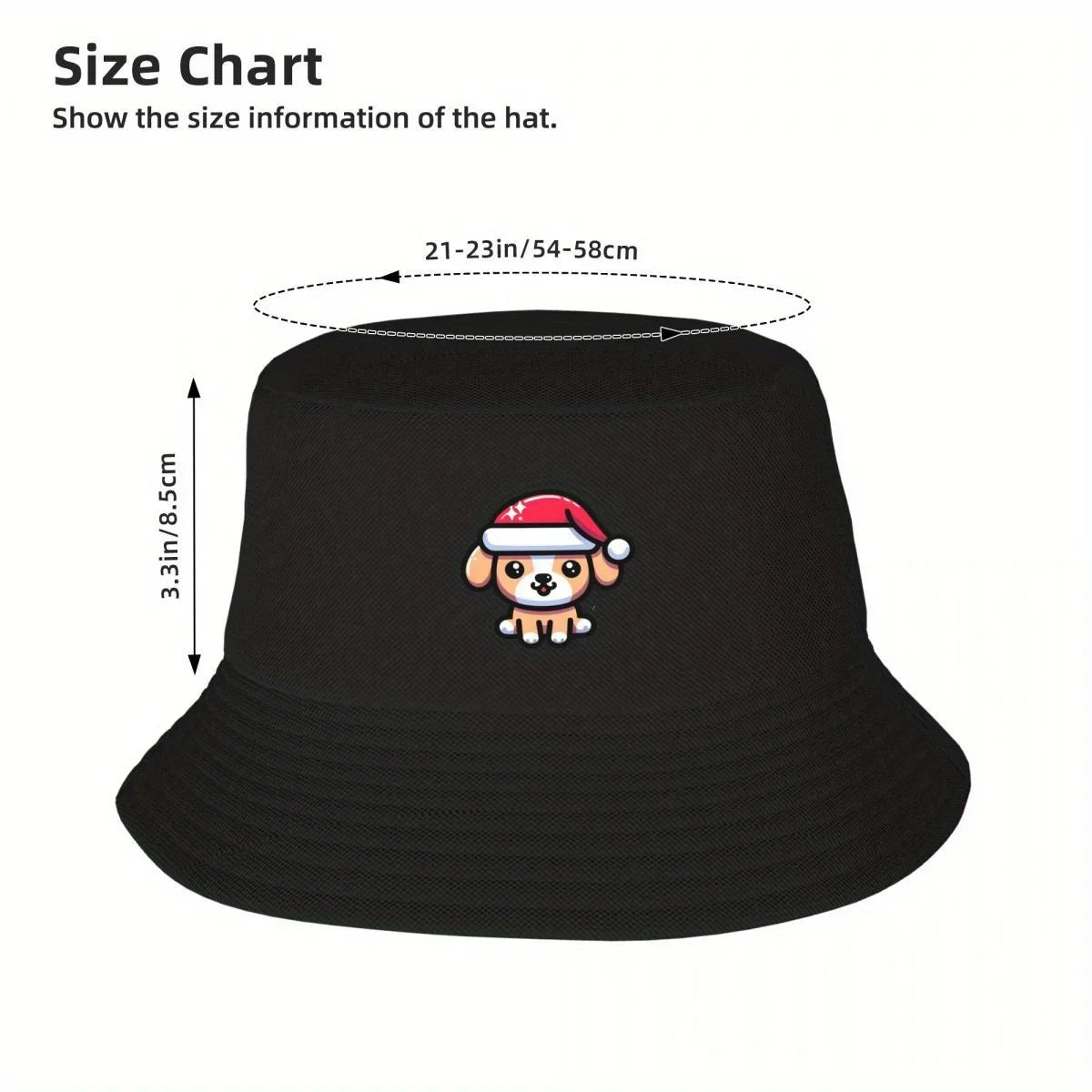 Christmas Puppy Print Unisex Holiday Bucket Hat