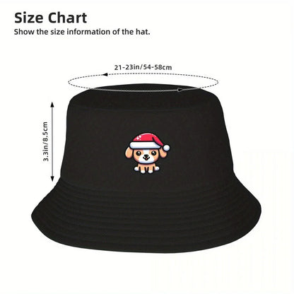 Christmas Puppy Print Unisex Holiday Bucket Hat