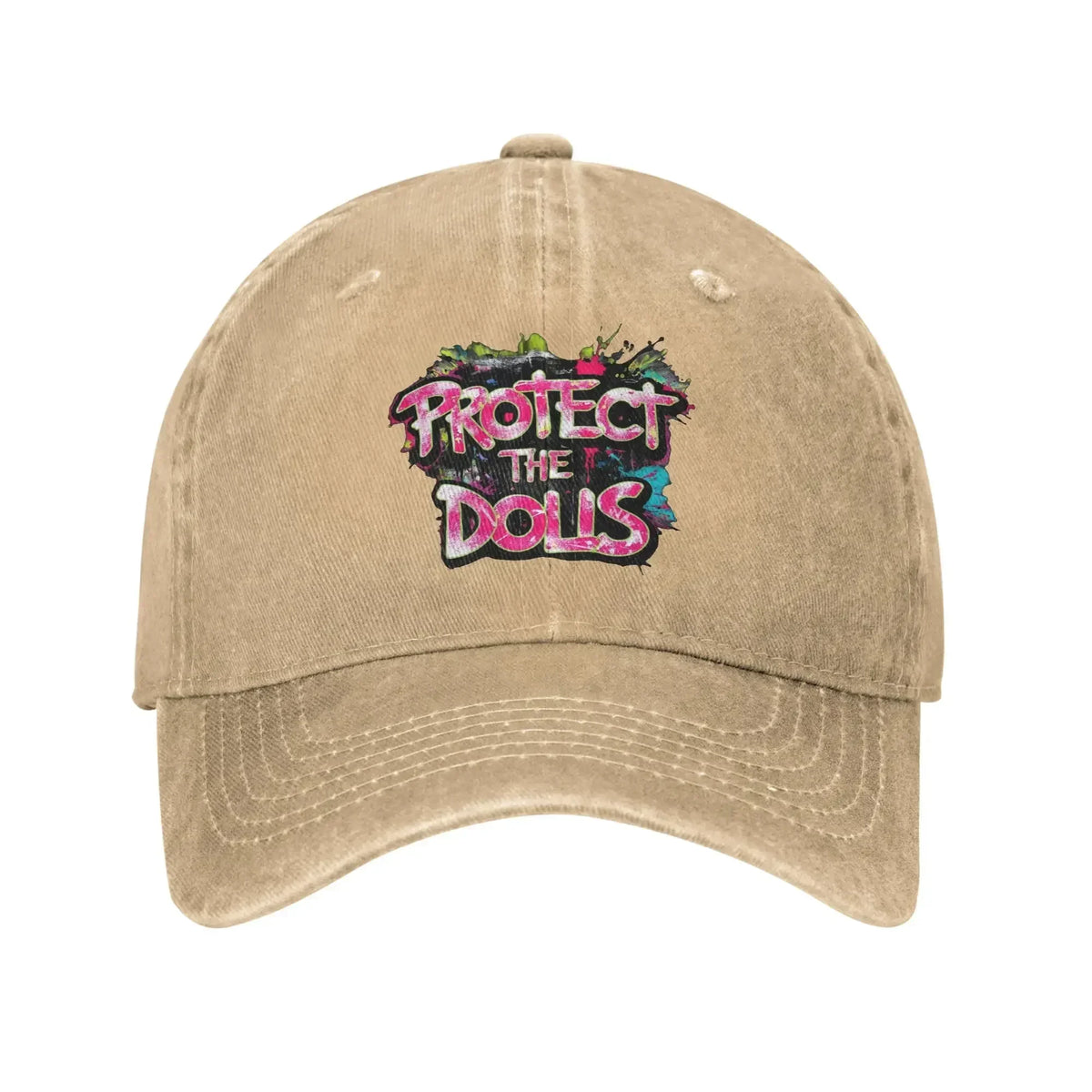 Protect The Dolls Distressed Denim Baseball Cap