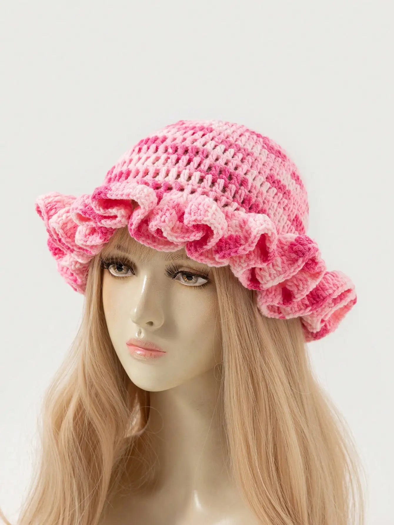 Women Tie Dye Wave Crochet Bucket Hat