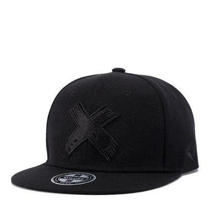 Unisex Simple X Letter Embroidered Snapback Cap