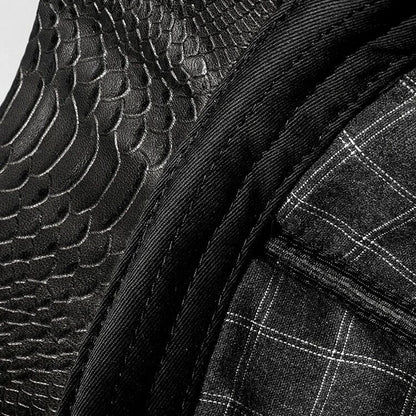 Black Crocodile Print Genuine Leather Snapback cap