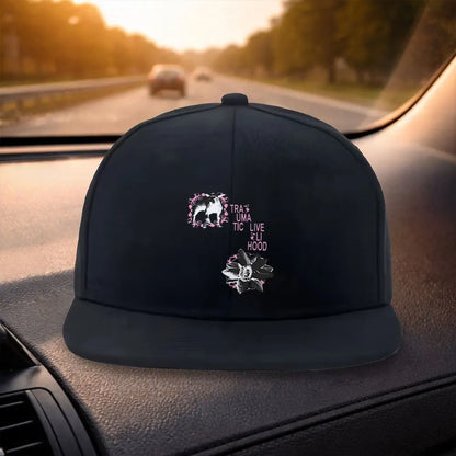 Unisex Sheep Flower Lettering Duckbill Flat Brim Snapback Cap