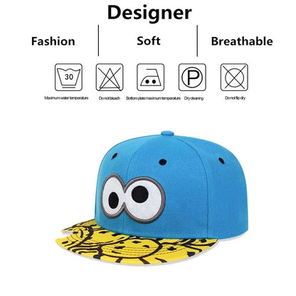 Eye Pizza Embroidered Hip-Hop Snapback Cap