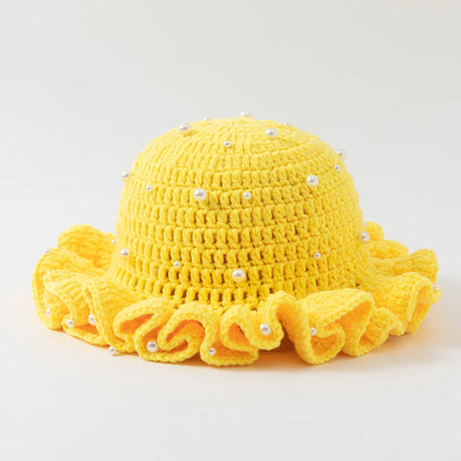 Women Handmade Crochet Ruffled Bucket Hat