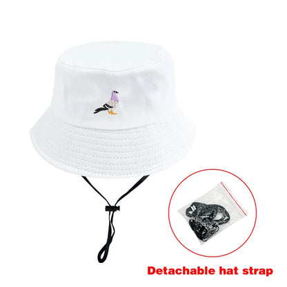 Embroidered Pigeon Travel Bucket Hat