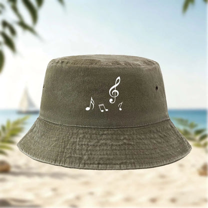Musical Note Print Bucket Hat Classic Style