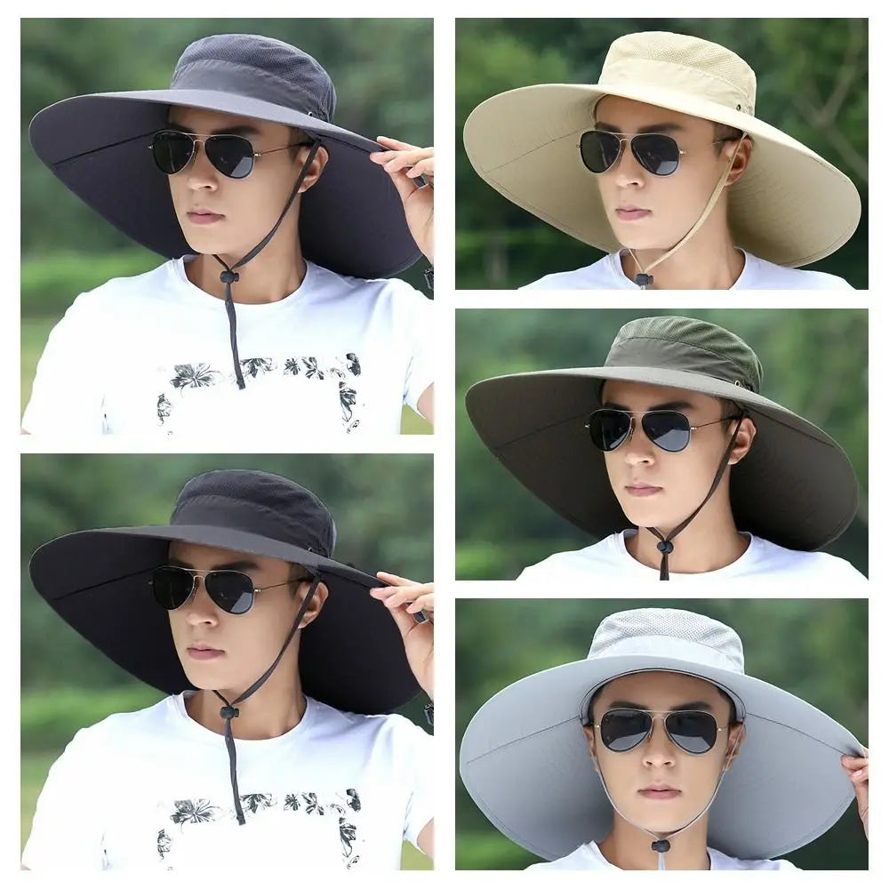 Quick-Dry Nylon Mesh Wide Brim UV Protection Bucket Hat