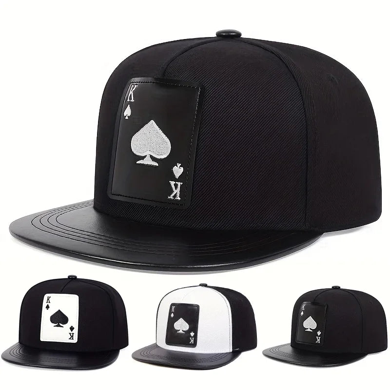 Poker Spades K Embroidered Unisex Hip-Hop Snapback Cap