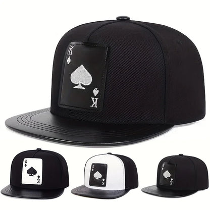 Poker Spades K Embroidered Unisex Hip-Hop Snapback Cap
