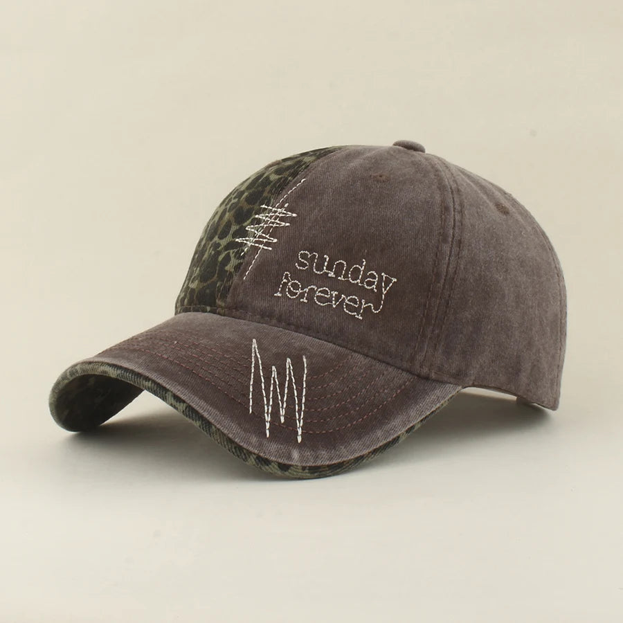 Leopard Patchwork Letter Snapback Baseball Cap