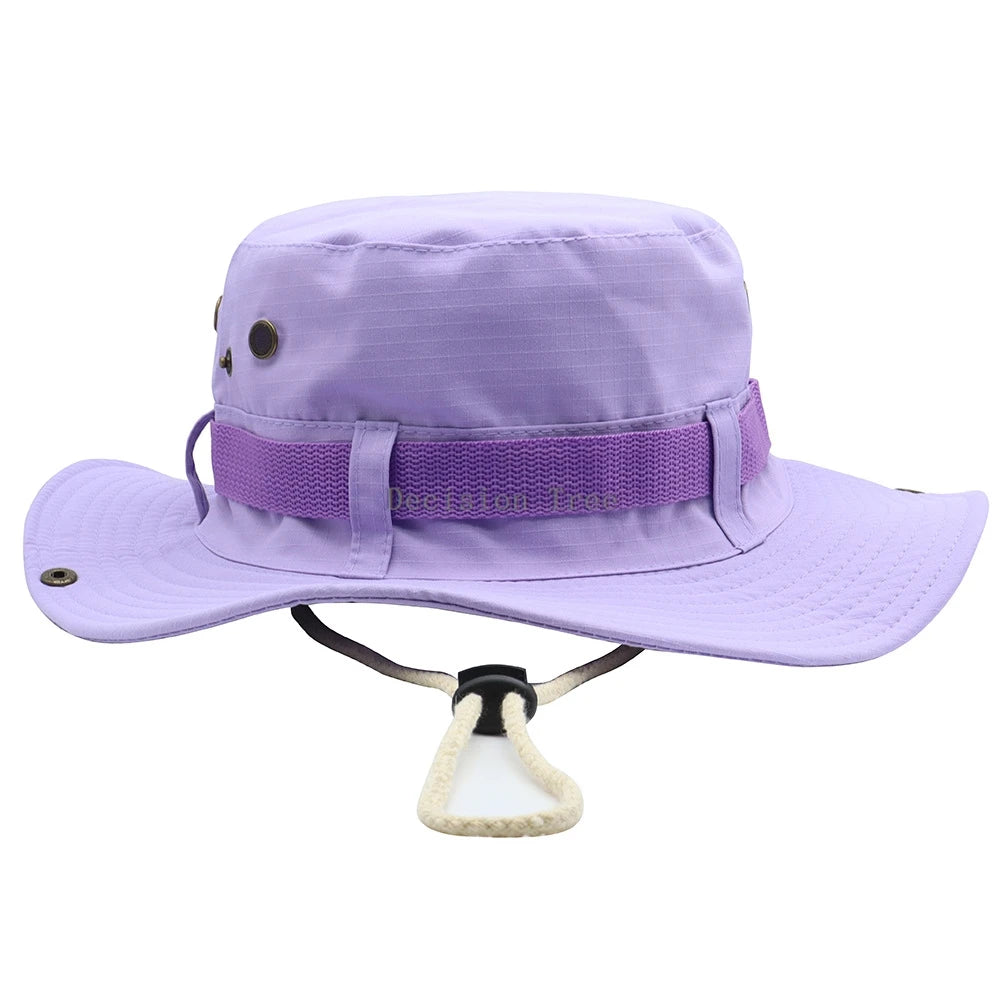 Adjustable Drawstring Large Brim Outdoor Bucket Hat