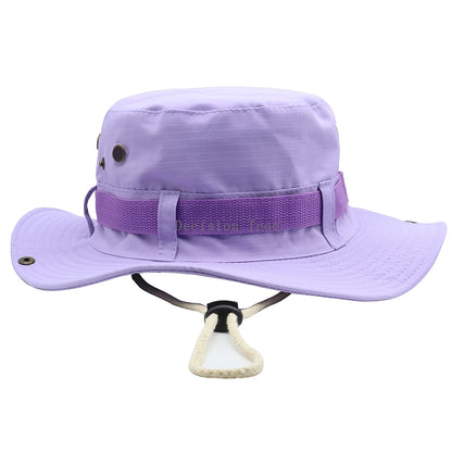 Adjustable Drawstring Large Brim Outdoor Bucket Hat