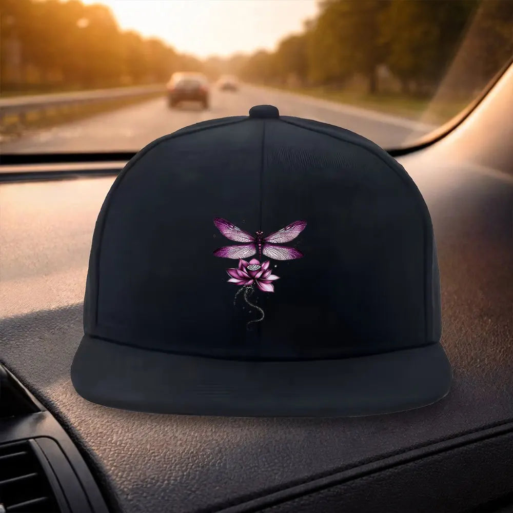 Purple Dragonfly Lotus Snapback Cap