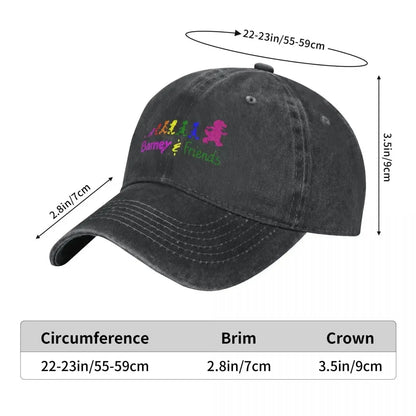 Barney Friends Classic Distressed Washed Snapback Baseball Cap