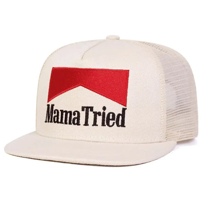 Unisex Mama Tried Embroidered Mesh Trucker Snapback Cap