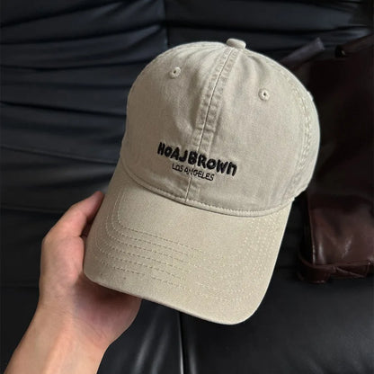 Korean Style Washed Baseball Cap With Letters