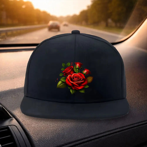 Red Rose Pattern Snapback Cap Hat