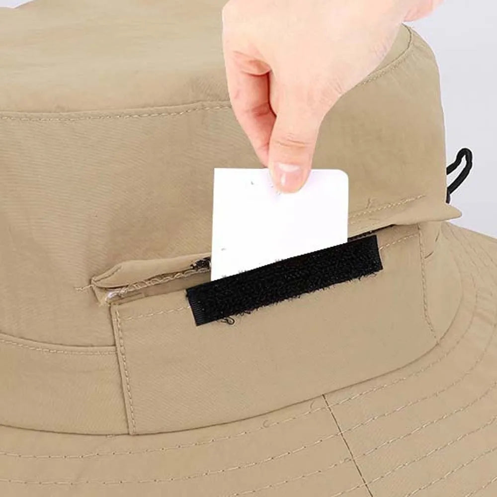 Nylon Drawstring Wide Brim Fishing Bucket Hat