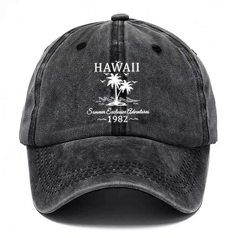 Hawaii Palm Tree Washed Baseball Cap