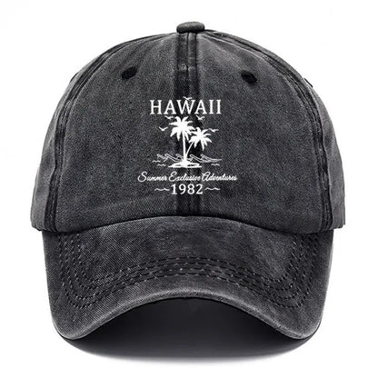 Hawaii Palm Tree Washed Baseball Cap