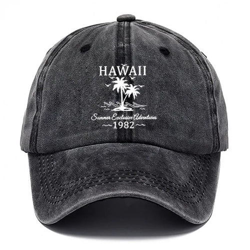 Hawaii Palm Tree Washed Baseball Cap
