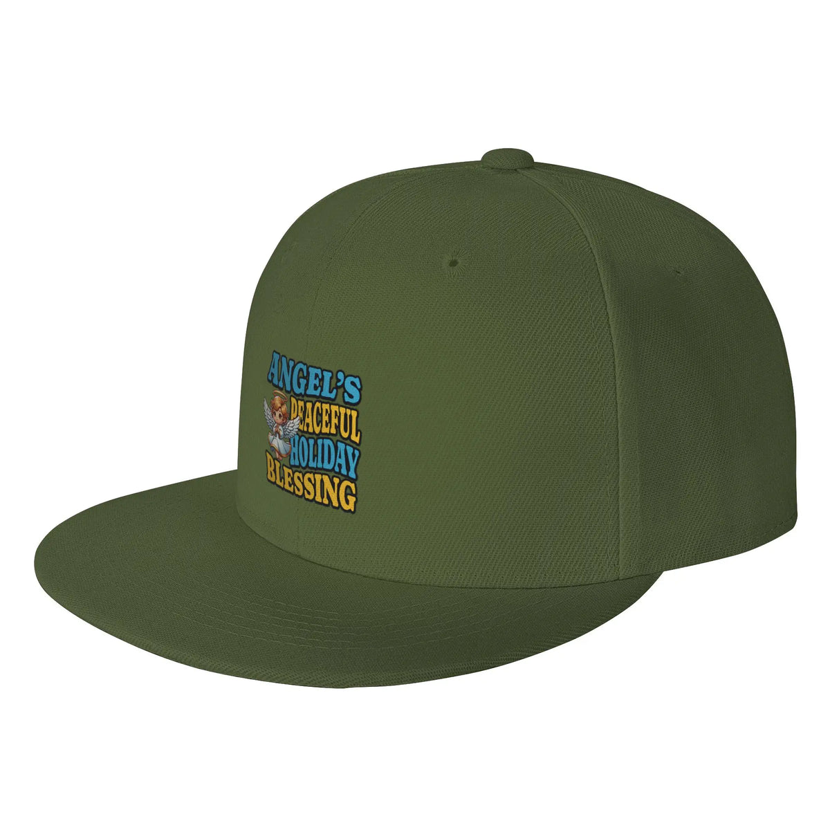 Angel Peaceful Holiday Blessing Flat Brim Snapback Cap