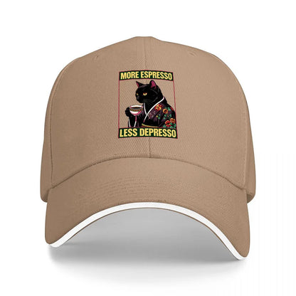 More Espresso Less Depresso Cat Baseball Cap