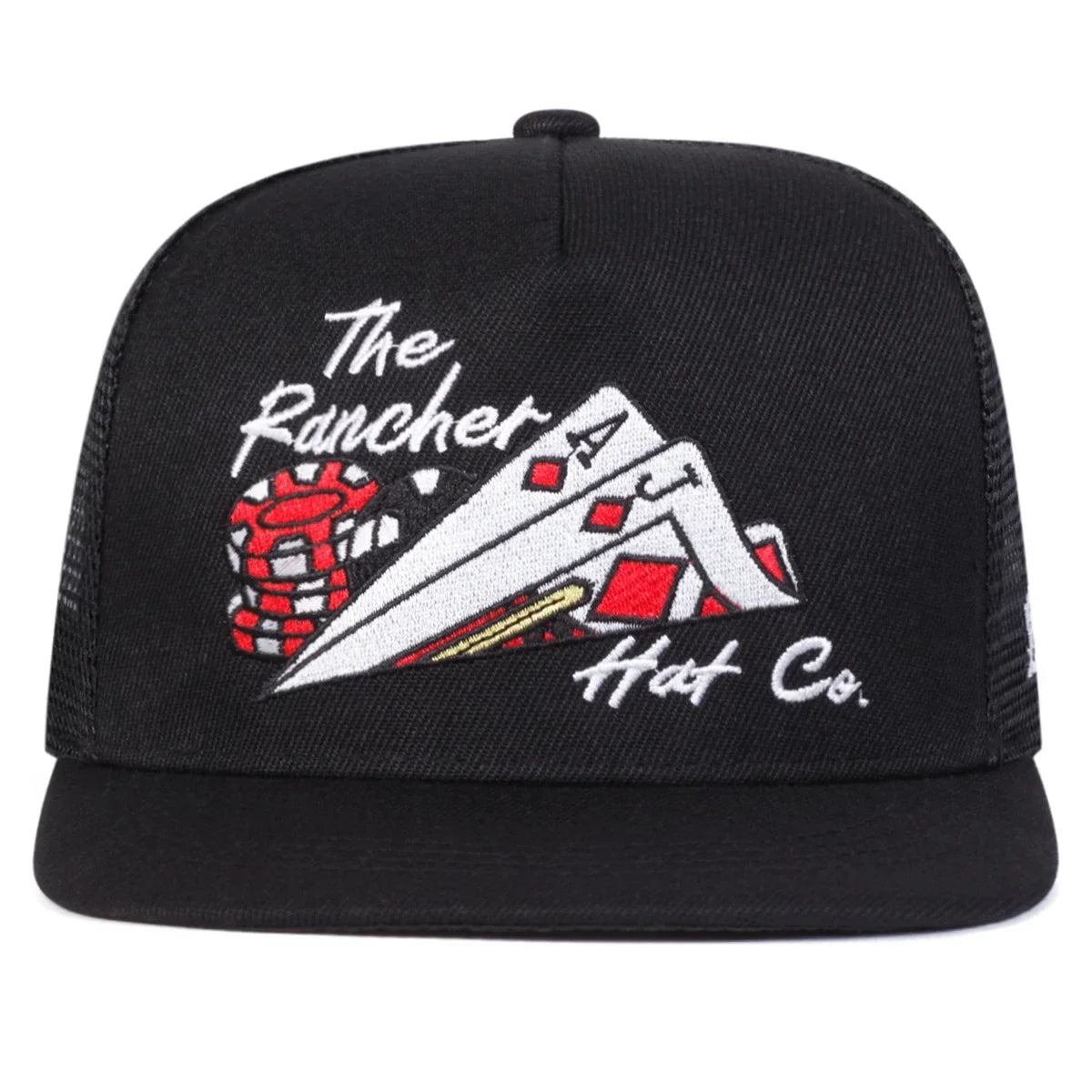 Unisex Poker Embroidered Mesh Snapback Cap
