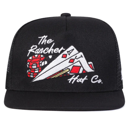 Unisex Poker Embroidered Mesh Snapback Cap