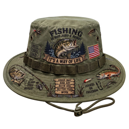 Adjustable Drawstring Wide Brim Fishing Bucket Hat