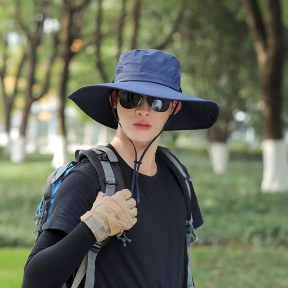 Foldable Large Brim Breathable Polyester Fishing Bucket Hat