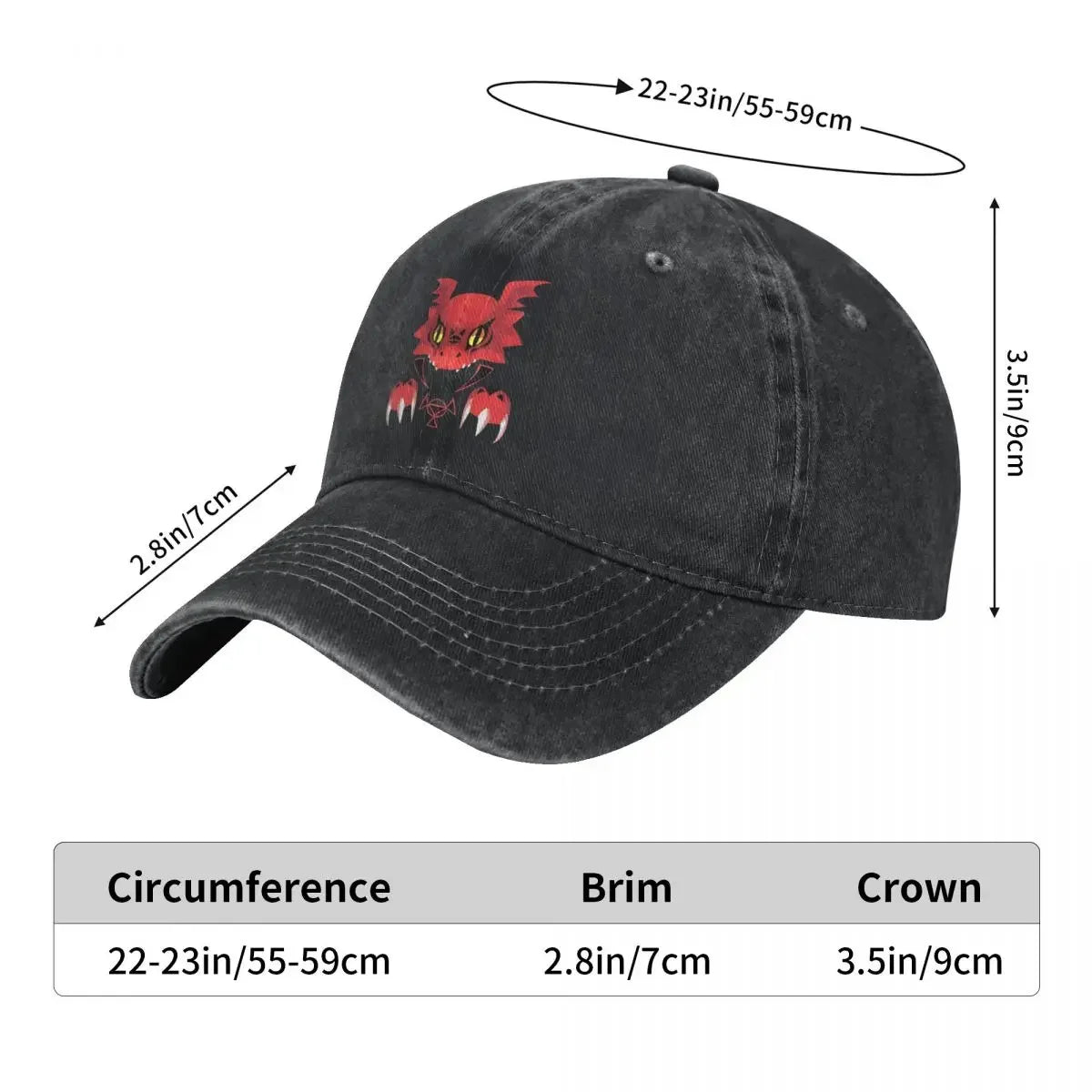 Bad Guilmon Digimon Vintage Denim Baseball Cap