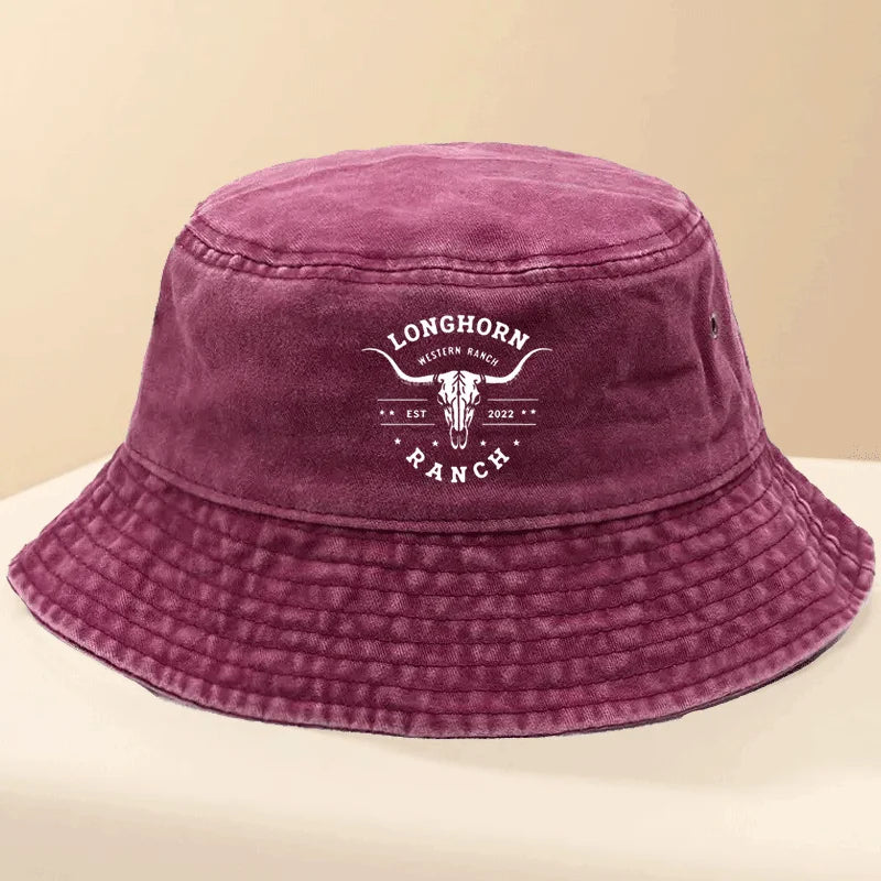 Longhorn Skull Print Vintage Bucket Hat