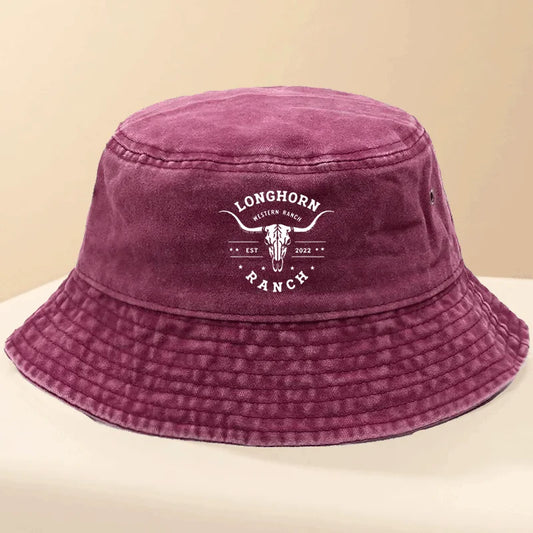 Longhorn Skull Print Vintage Bucket Hat